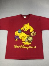 Vintage Disney Winnie The Pooh Shirt Adult Size Medium Red Big Logo Honey 90s