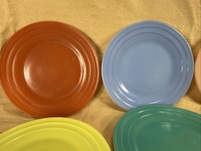 4 Vintage Hazel Atlas Platonite Moderntone Little Hostess Child's Dinner Plates