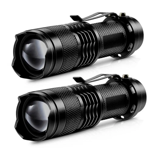2X Mini LED Super Bright Zoom Flashlight Powerful Camping Lamp Torch