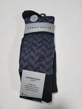 Perry Ellis Portfolio Men’s Dress Socks Premium Poly -Blended  4 Pairs SZ 7-12