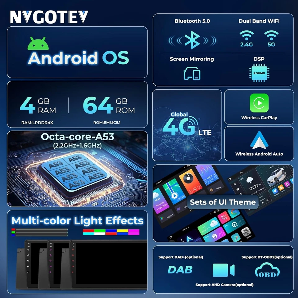 Android 14 Autoradio Carplay GPS Navi Wifi BT 4+64GB für BMW 5er E39 X5 E53 M5 - Bild 4 von 4