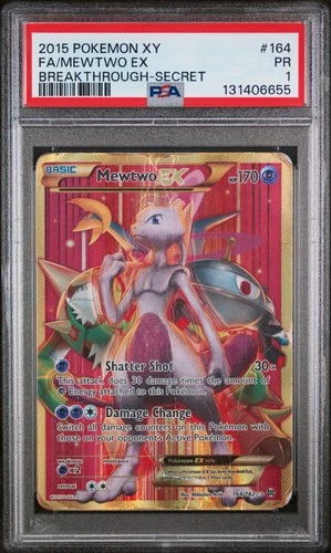 PSA 1! Pop 20 Pokemon 2015 Mewtwo EX 164/162 XY Breakthrough Full Art SecretRare