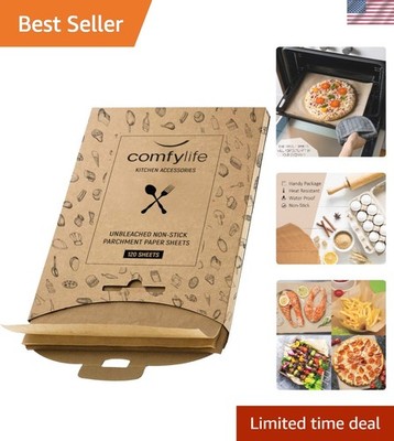High-Grade 120 Sheet Parchment Paper - Non-Stick, Unbleached 16x12 for All Foods