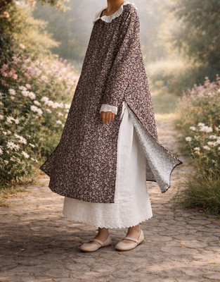 OSTERRABATT Kleid Rüschen mehrlagig Vintage Blumen Baumwolle L XL grün bunt Wall