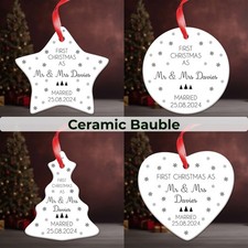 Personalised First Christmas as Married Bauble 1st Christmas Tree Decor Ornament