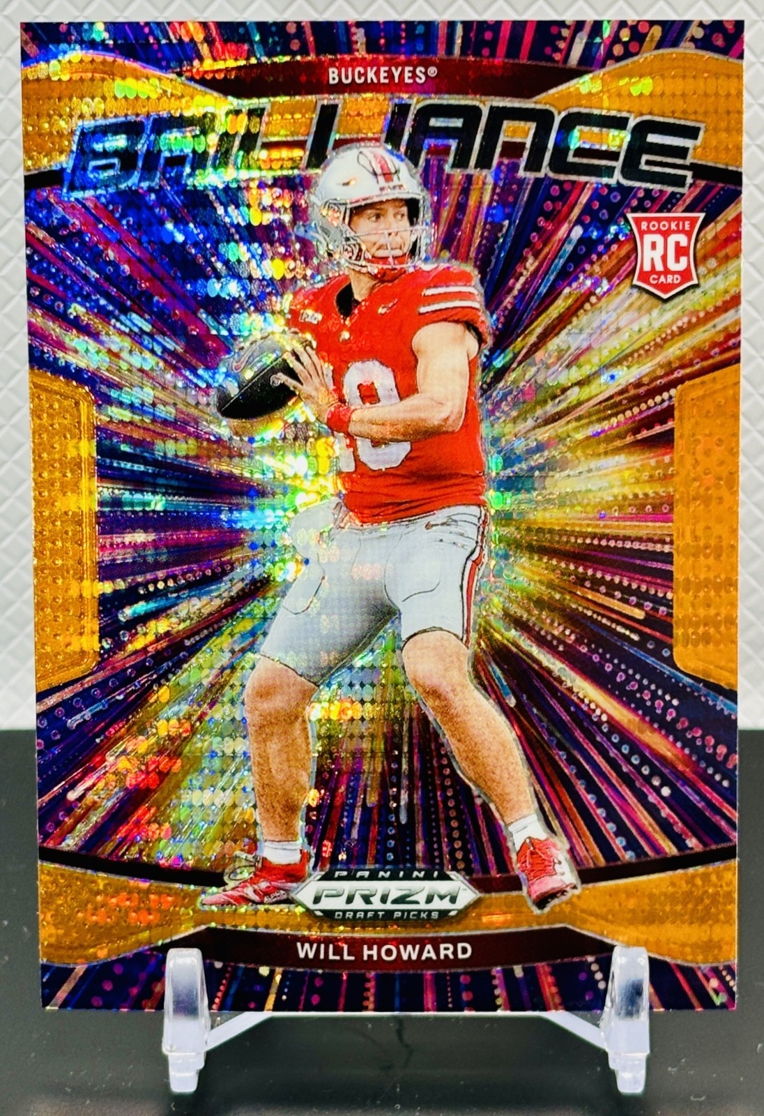 2025 Panini Prizm Draft Picks Will Howard Brilliance Orange Pulsar /75 Buckeyes