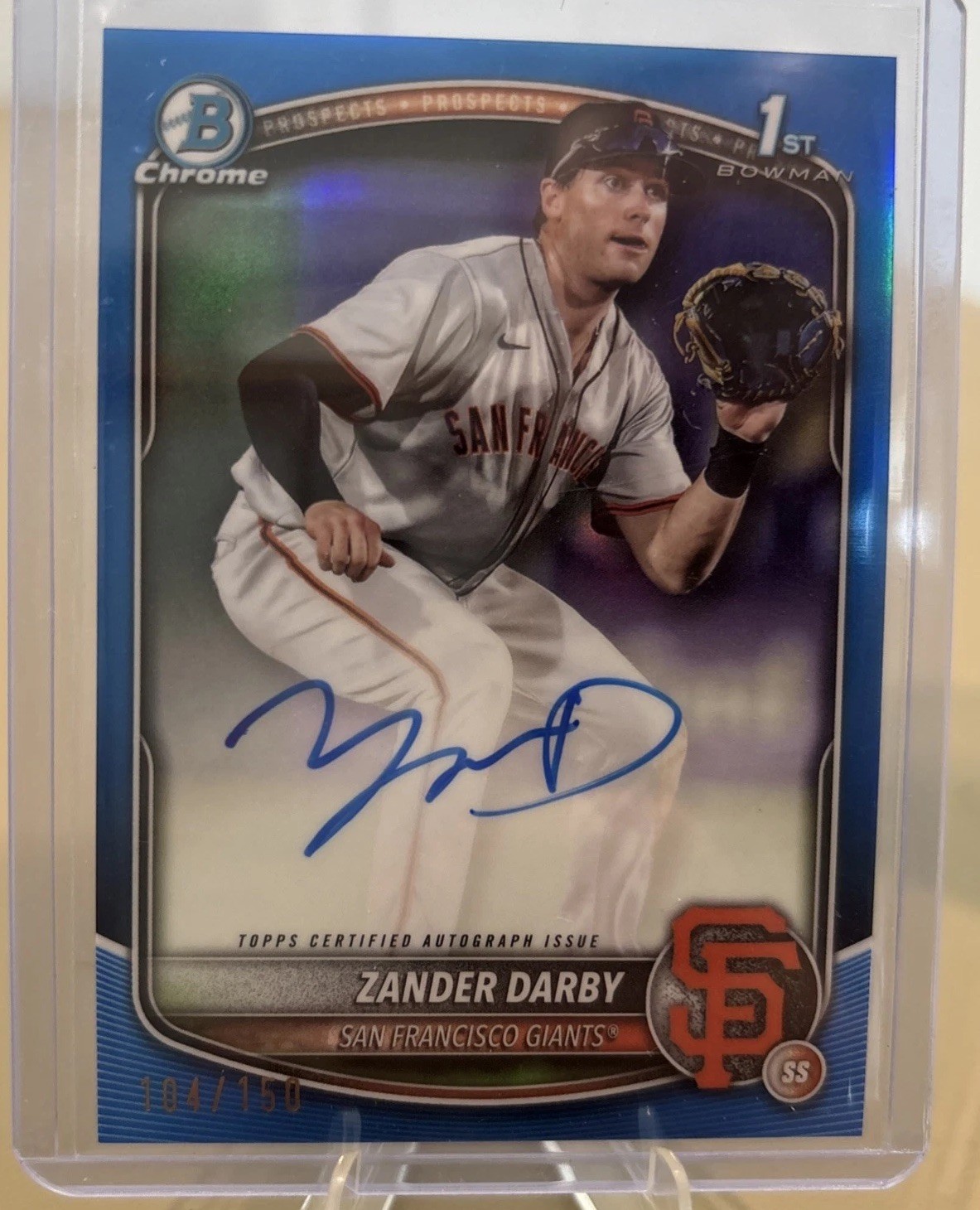 2025 Bowman Chrome | Zander Darby 1st Bowman Blue Auto */150 #CPA-BW Giants