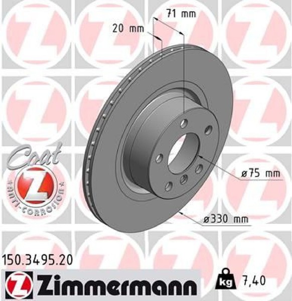2X Bremsscheibe Zimmermann 150.3495.20 2 Bremsscheiben Hinterachse Hinten-image