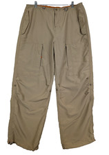 Y2K Men Sz L GAP Parachute Pants 36x31 Tan Paratrooper Cargo Baggy Rave Vtg 90's