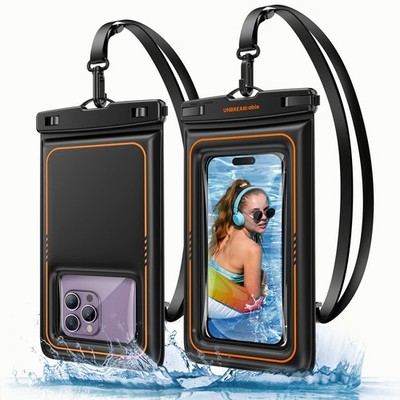 UNBREAKcable Floating Waterproof Phone Pouch 2 Pack, IPX8 7.0 inch, Black 