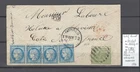 France-Uruguay - Letter - Mixed Postage - Yvert 60 x 4 and Uruguay Stamp