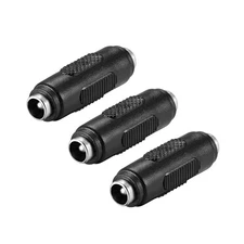 3 x DC Female to Female Connector 5.5mm x 2.5mm Power Cable Jack Adapter Black