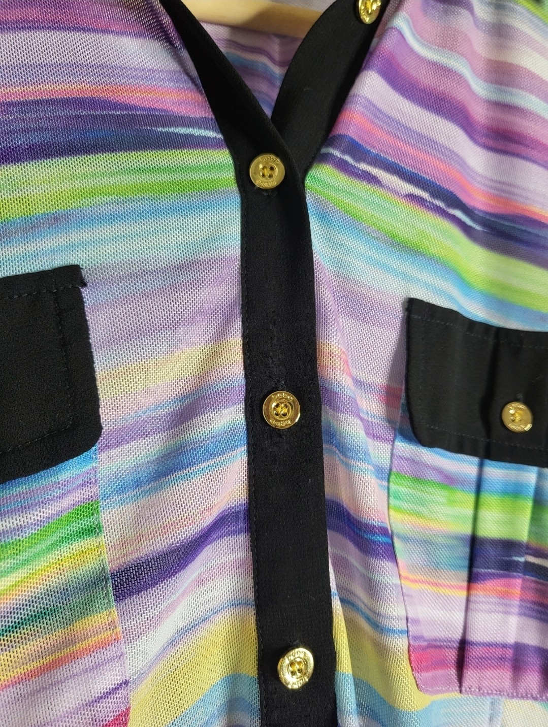 Bebe Multicolored Horizontal Striped Pattern Long… - image 5