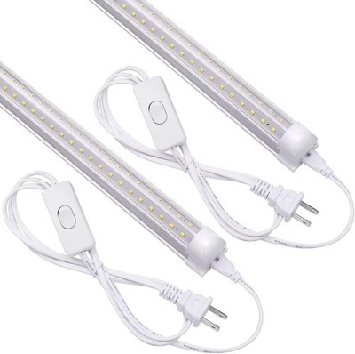 2-Pack T8 2FT LED Tube Light Fixture 20W Shop Lamp 2600LM 6000K with Power Cords