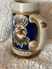 Vintage Anheuser Busch Budweiser Clydesdale Horseshoe Beer Stein Mug Ceramic
