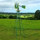 8FT Tall Outdoor Garden Ornamental Steel Windmill Wind Wheel Weather Vane Decor