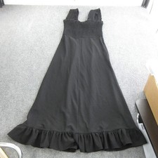 Ganni Dress Womens 38 Black Woven Smocked Ruffle Strap Maxi A Line Sundress