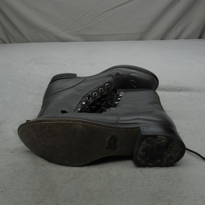 Justin Mens 6D Lace Up Boots Black Leather Kiltie Farm 