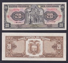 1986 Ecuador 20 Sugar Banknote P.-121Aa SDS/UNC