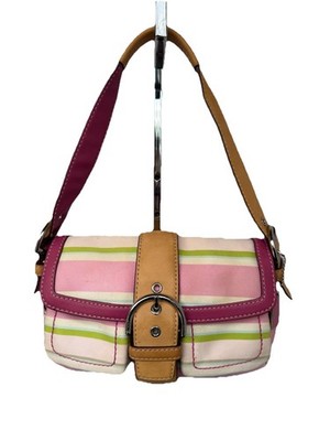 coach soho buckle bag pink Stripe 1887 Rare 2k era