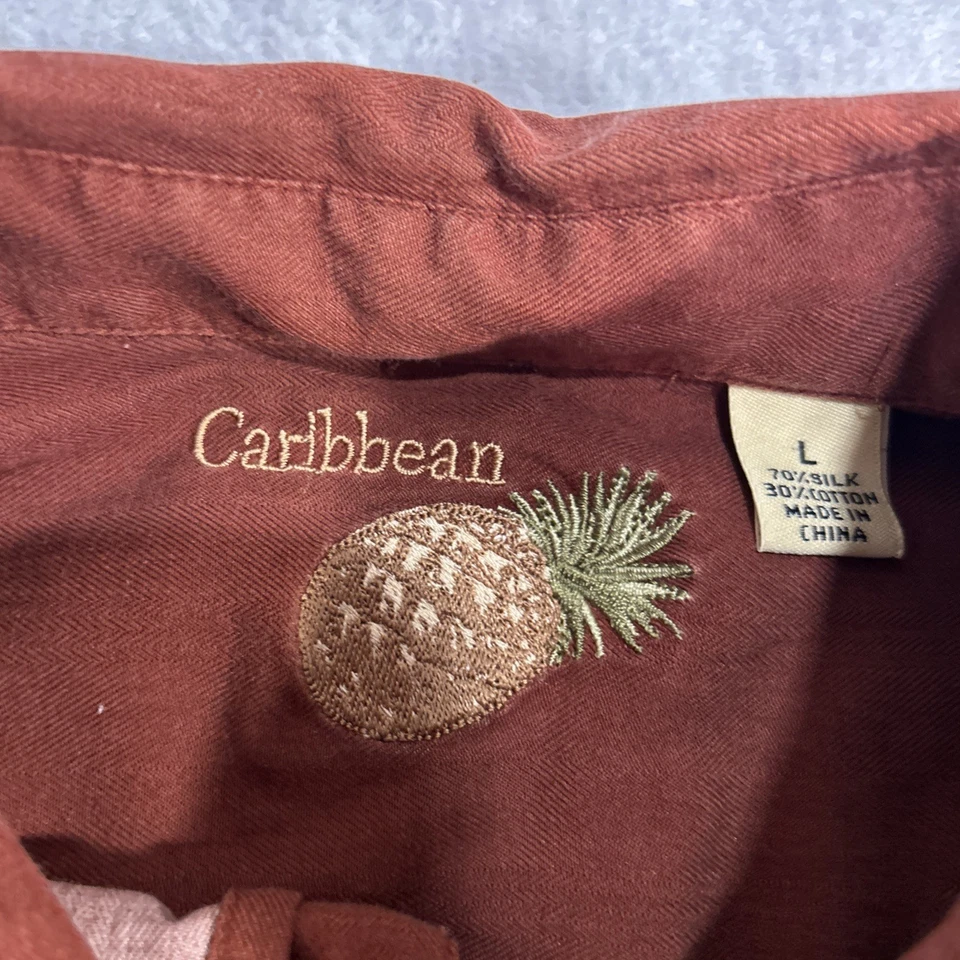 Camisa caribeña de mezcla de seda para hombre, talla: LG, usada holgada pecho: 48 pulgadas Foto 4 de 4