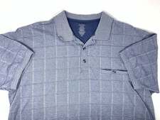 David Taylor Pullover Blue Plaid Mens Short Sleeve Ribbed Hem Polo Shirt SZ 2XL