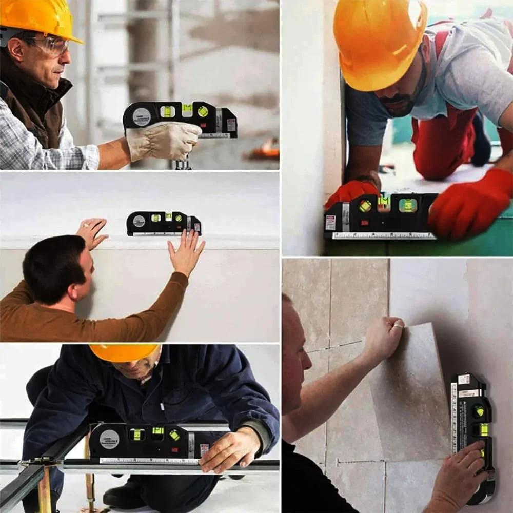 Laser Level Cross Line Tool Multipurpose Lazer Kit Measure Tape 8FT Ruler Tripod