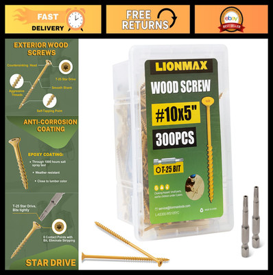 5'' Deck Screws #10 x 5, 300 PCS, Rust Resistant, Epoxy Coated, Outdoor Use, Torx