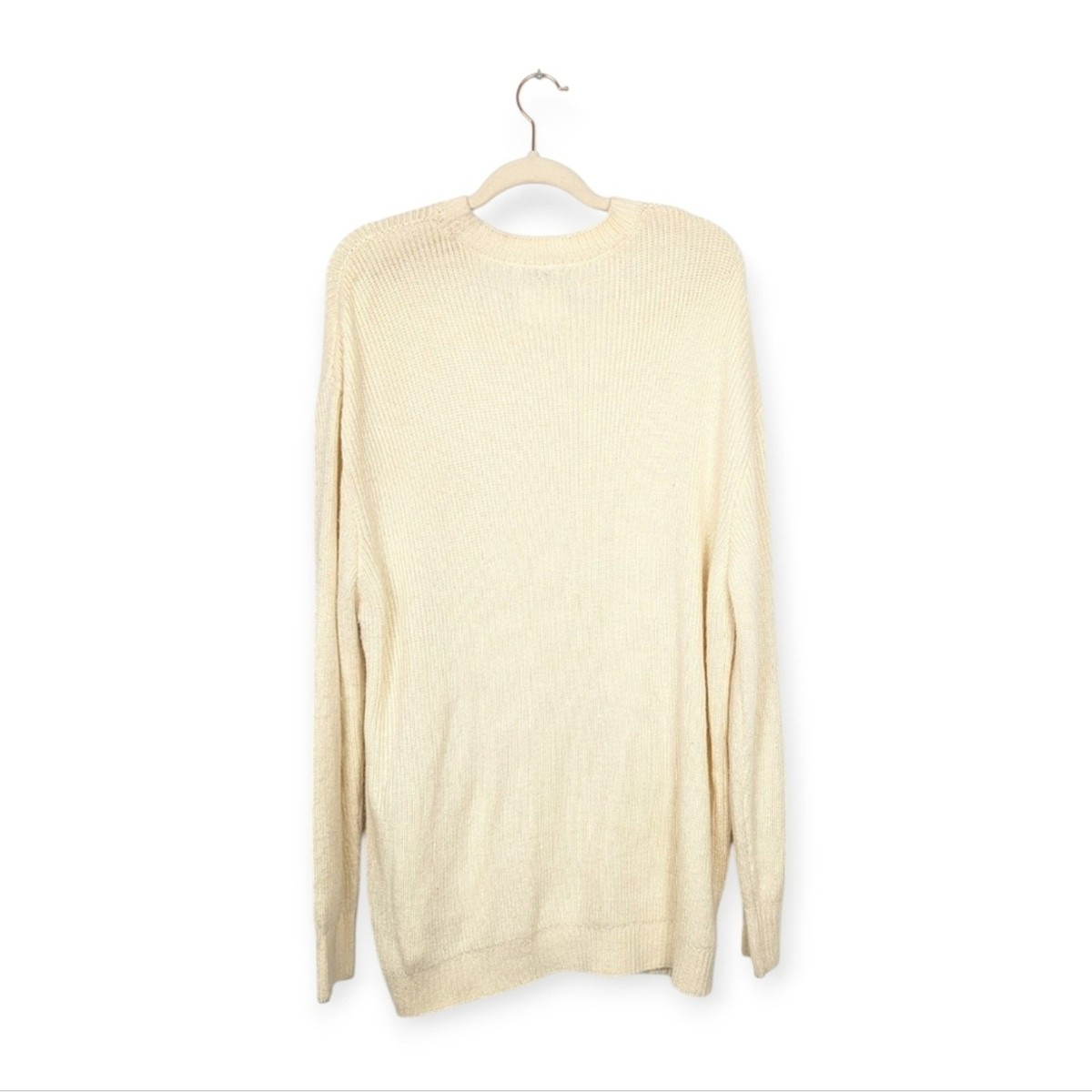 Danielle Bernstein Womens Sweater Ivory Oversized Long Sleeve Tunic Size L View 2