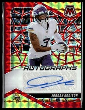 2025 Mosaic #18 Jordan Addison Autographs Mosaic Fusion Red & Yellow Vikings AU