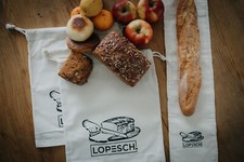 LOPESCH. Brotbeutel Set  | 32x35cm | 3 Stück | Inkl. Baguette Beutel, Obstbeutel