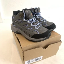 Merrell Kids Girls 10.5 Wide Hiking Boots Shoes Moab 2 Mid Waterproof Grey Purpl