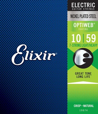 Elixir 19074 Optiweb Light/Heavy 10-59 7-saitige E-Gitarrensaiten 1-3er-Pack