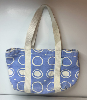 Ann Veronica Purple/Ivory Circles Small Canvas Bag Double Handle Handbag USA