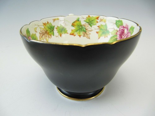 Shelley Tasse & Untertasse schwarz Henley Form mit Kohlrosengirlande Muster 13011 - Bild 6 von 9