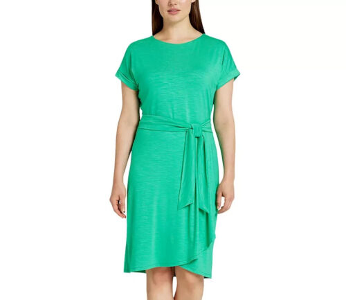 Chaps Women's Plus Size XXL Green Crewneck Knit Dress NWT