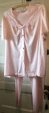 Vintage Pink Collections by JCPenney Pajama Set Top Bottom Sz Medium Nylon Lace