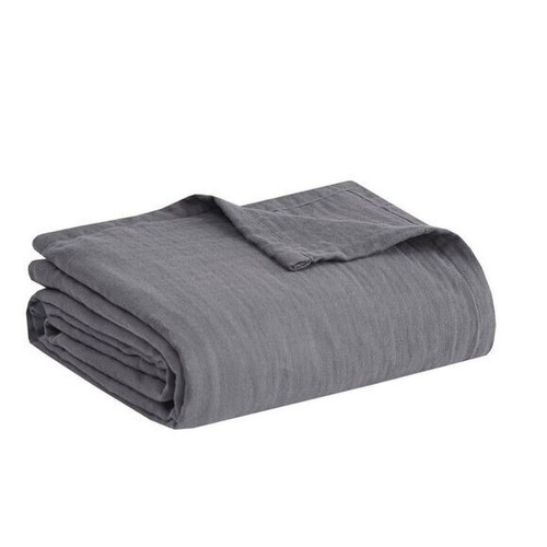 Clean Spaces Gauze Blanket, King - Charcoal - Picture 2 of 6