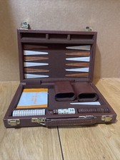 Backgammon Briefcase Set Game Small Travel Padded Folding Carry Case 11 X 8