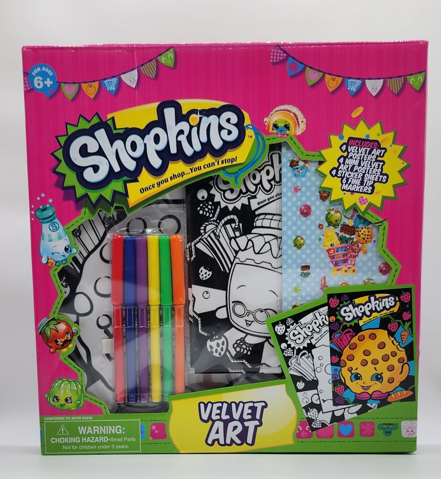 2013 Shopkins Velvet Art Posters/Markers/Stickers Sheets 6yrs+ Sealed/ New