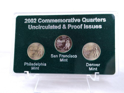 2002 OHIO 3pc Set, COMMEMORATIVE State Quarters: P & D=Uncirculated, S=Proof