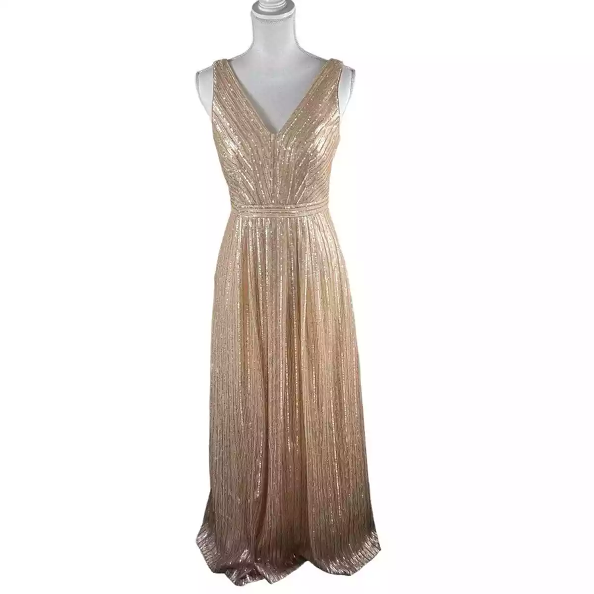 Weddington Way by Adrianna Papell Gold Champagne Sequin Dress