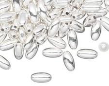 Bead, 100 Silver Plated Brass 8x3mm Oval Spacer Beads with 0.5-0.7mm Hole