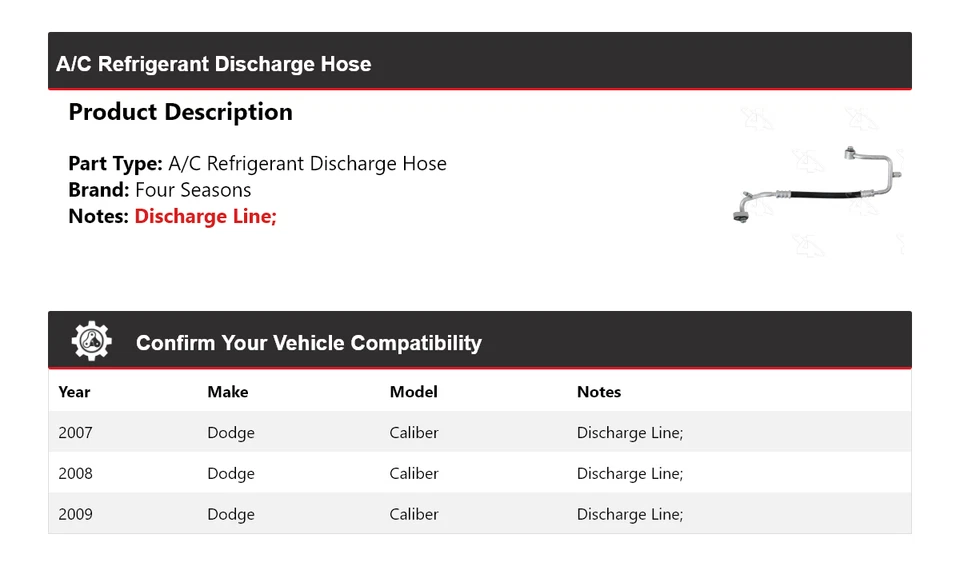 Шланг для разгрузки хладагента кондиционера Dodge Caliber 2007-2009 годов выпуска 4 сезона 2008 - Изображение 2 из 4
