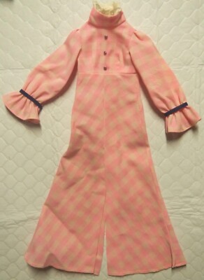 Ideal Harmony Doll Dress only Long Pink & White check 20''-21'' vintage 1972