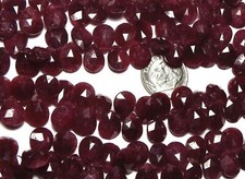 8" Strand RUBY Genuine 10mm Faceted Teardrop Beads /T3