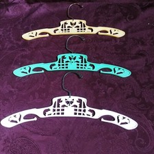 3 vintage chlldrens clothes hangers, 12" wide, wire hook