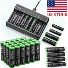 EBL AAA AA Rechargeable Batteries 1100/2800mAh 1.2V Ni-MH / 8 Slots Charger Lot