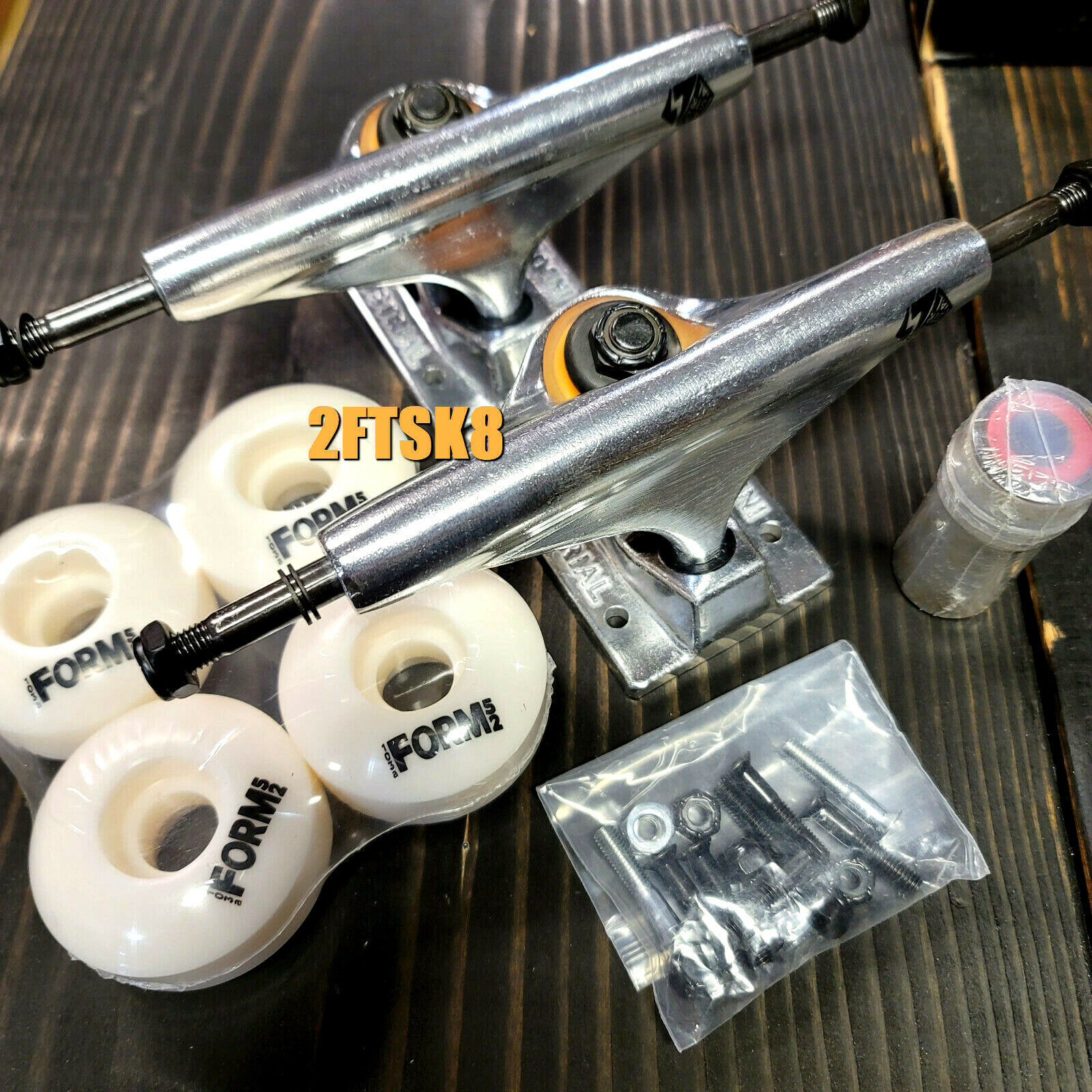 INDUSTRIAL SKATEBOARD TRUCKS 5.5(FOR 8.25/8.375) FORM wheels ABEC 7 BEARING SET