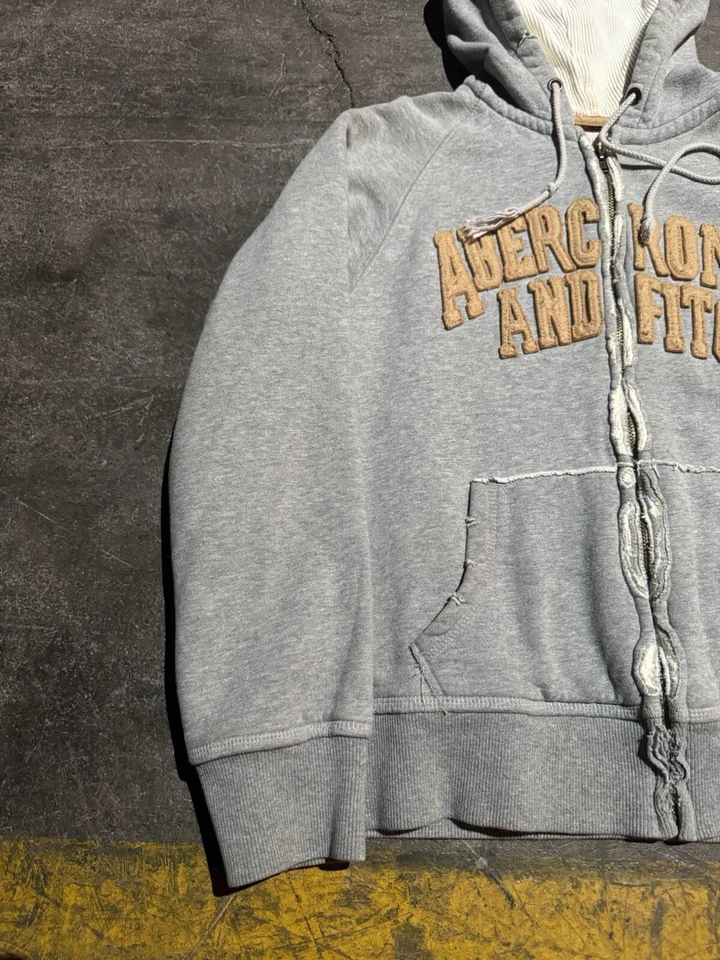 Sudadera con Capucha Térmica con Cremallera Abercrombie And Fitch De Colección Envejecida Peso Pesado Foto 2 de 4